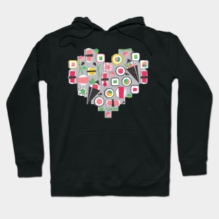 Paper cut geo sushi heart // print // grey background Hoodie